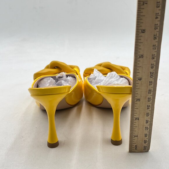 FSJ Yellow Pointed Toe Chain Stiletto Heels Slide Mules Dress Slip On Sandals - Picture 5 of 8